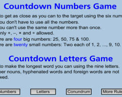 Countdown Numbers and Letters Game